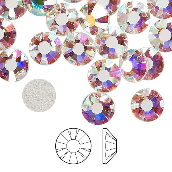 Flat back 144pk crystal AB foil back, Preciosa MAXIMA Czech crystal hotfix rhinestone 8.41-8.67mm chaton rose round SS40 image number 0