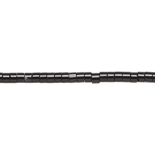 Bead, black onyx, (dyed), 3x1.5mm-3x2.5mm heishi, B grade, Mohs hardness 6-1/2 to 7. Sold per 16-inch strand. image number 0