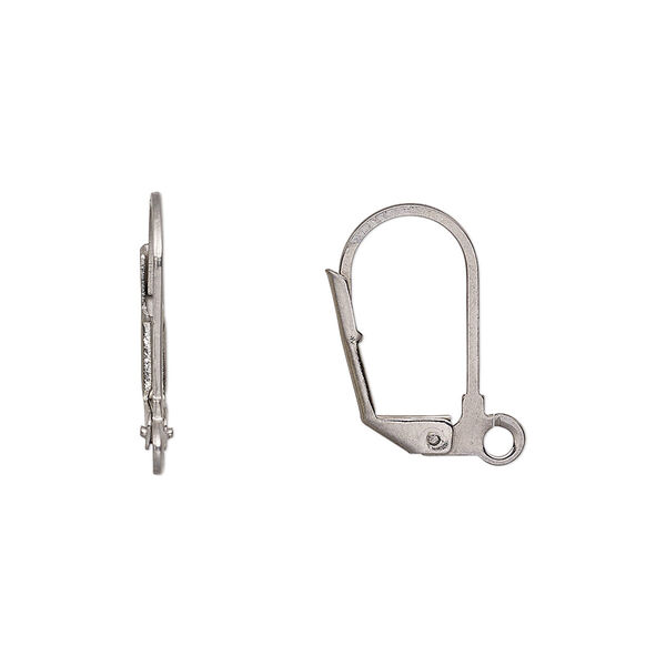 Ear wire, stainless steel, 17mm leverback with open loop. Sold per pkg of 10 pairs. image number 0