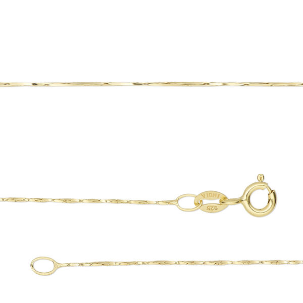 Chain, Gossamer™, "vermeil," 0.65mm twisted cable, 16 inches with springring clasp. Sold individually. image number 0