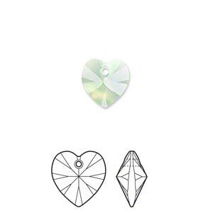 Drop 2pk chrysolite opal, Crystal Passions® 10mm pendant heart 6228