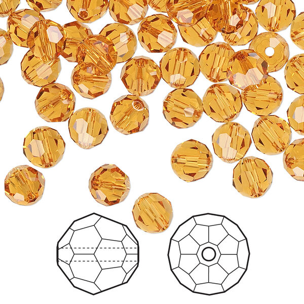 Bead 360pk topaz, Swarovski® 6mm round 5000 image number 0