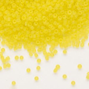 Seed bead, Dyna-Mites™, glass, pkg/1/2kg, #11 round, translucent matte yellow, (5MA 11/0 RR).