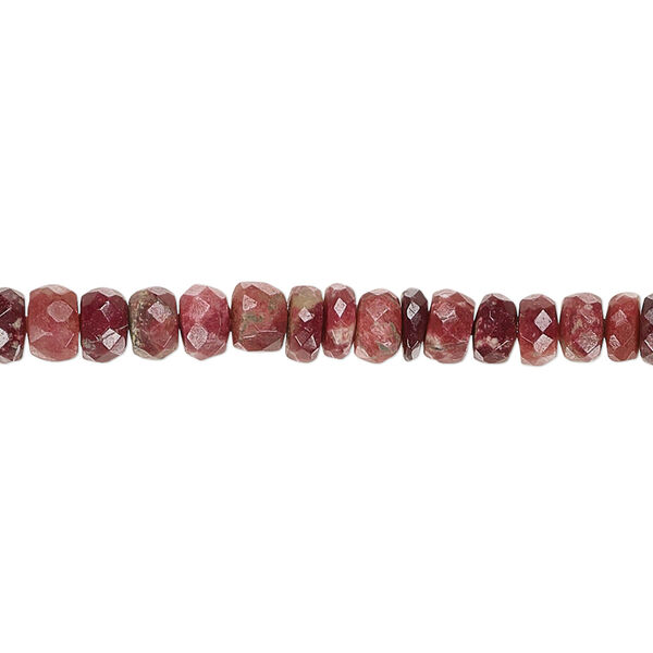 Bead, thulite (natural), 3x1mm-5x4mm hand-cut faceted rondelle, B grade, Mohs hardness 6 to 7. Sold per 15-1/2" to 16" strand. image number 0