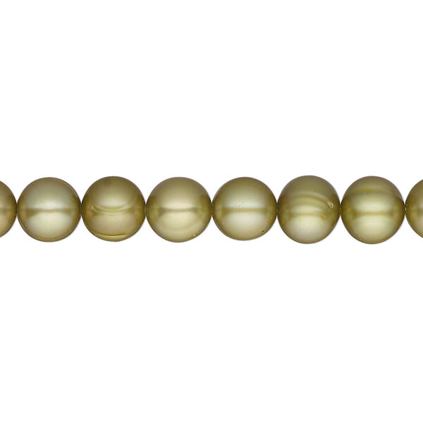 Pearl, cultured freshwater (dyed), light olive green, 5-7mm semi-round, C+ grade, Mohs hardness 2-1/2 to 4. Sold per 15-1/2" to 16" strand. image number 0