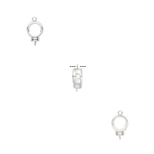 Drop, Bezelite, sterling silver, 9mm round with open back and 2.5mm peg with 8mm 4-prong round setting. Sold individually.