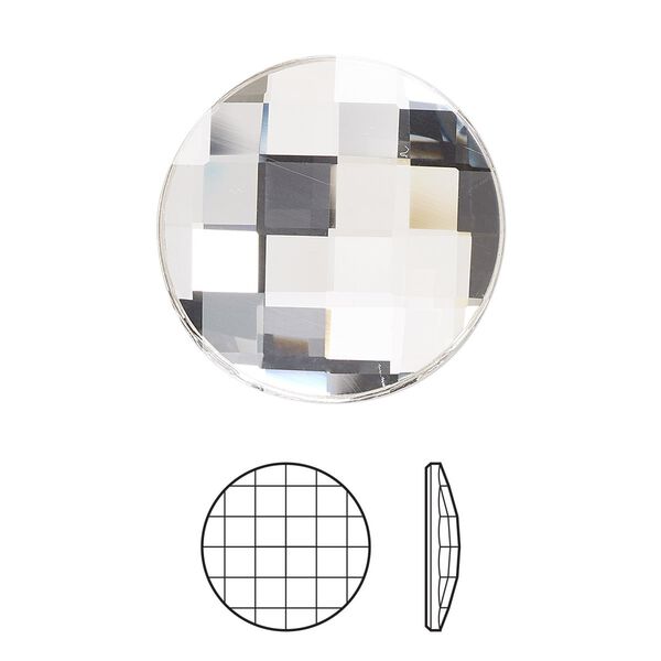 Flat back 1pk crystal foil back, Preciosa MAXIMA Czech crystal rhinestone 20mm chessboard round image number 0