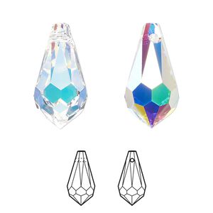 Drop 48pk crystal AB, Swarovski® 22x11mm pendant teardrop 6000