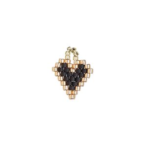 Drop, Creative Touch, glass, black / copper / gold, 12mm double-sided heart. Sold individually.