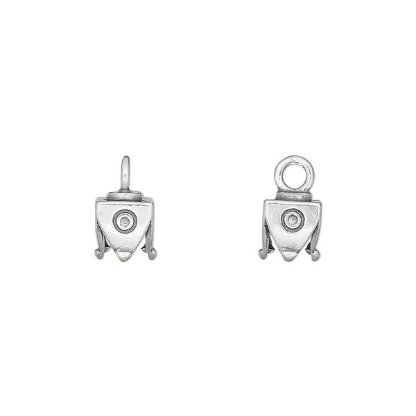 Cord end, JBB Findings, antiqued sterling silver, 7x6mm square, 4mm inside diameter. Sold individually. image number 0