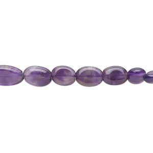 Amethyst 1pkg1, hand-cut puffed oval bead natural 13 inch 8x6mm-11x8mm