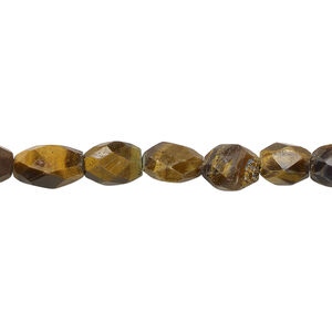 Tigereye / tiger iron 1pkg1, hand-cut faceted oval bead natural, 14 inch 9x6mm-10x8mm