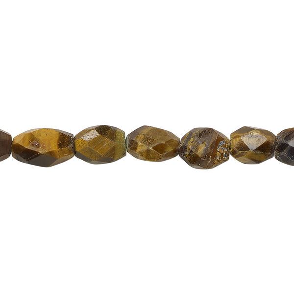 Tigereye / tiger iron 1pkg1, hand-cut faceted oval bead natural, 14 inch 9x6mm-10x8mm image number 0