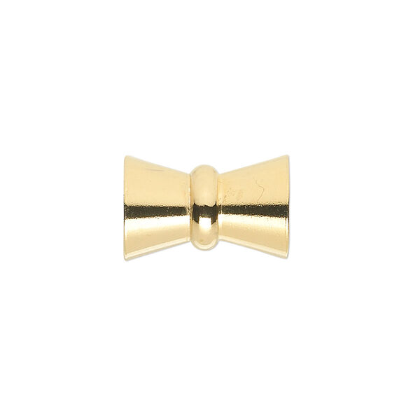 Clasp, 4-strand magnetic, gold-plated brass, 17x11mm bowtie. Sold individually. image number 0