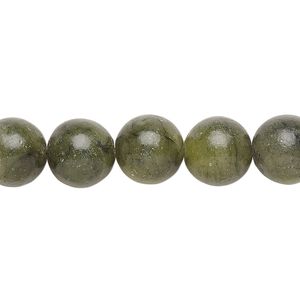 Green serpentine 1pkg1, round bead natural 15.5-16 inch 10mm