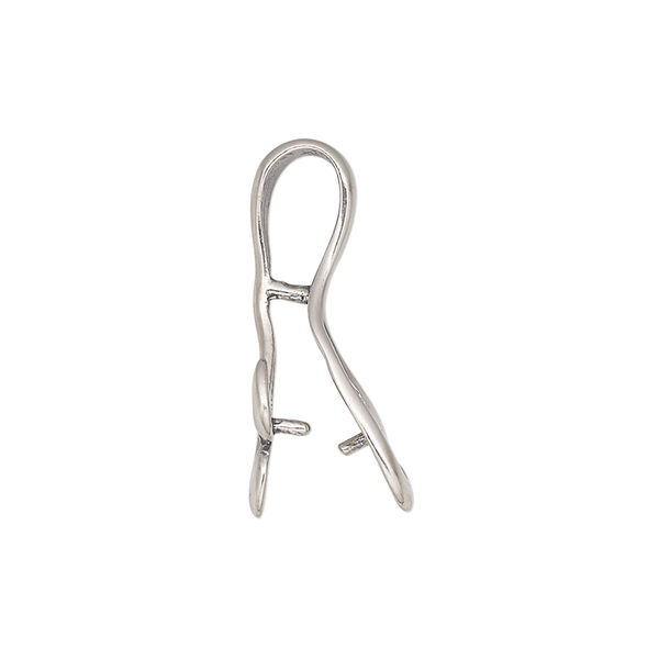 Bail, JBB Findings, ice-pick, antiqued sterling silver, 26x9mm double curve design with loop, 8.5mm grip length. Sold individually. image number 1