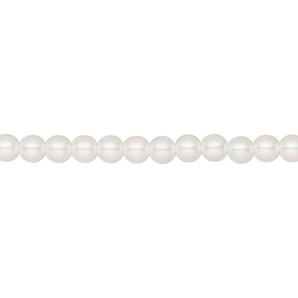 Pearl 600pk pearlescent white, Preciosa Czech crystal 4mm round image number 0