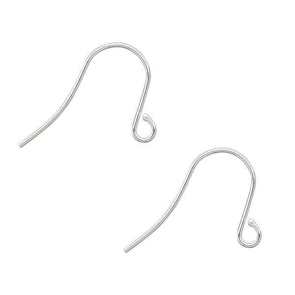 Ear wire fishhook 1pkg100 silver-plated, 15mm / open loop, 21 gauge brass 50 pair image number 0