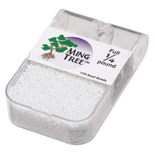 Seed bead, Ming Tree™, glass, pkg/1/4 pound, #11 round, opaque white. image number 0