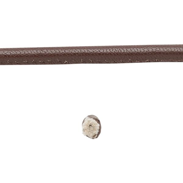 Cord, leather and cotton (dyed), brown, 4mm zigzag-stitched round. Sold per 1-yard section. image number 0