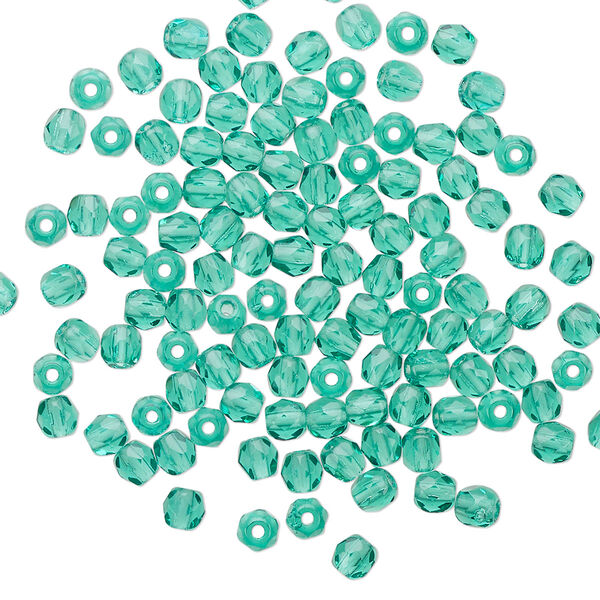 Bead, Czech fire-polished glass, teal, 3mm faceted round. Sold per pkg of 1,200 (1 mass). image number 0