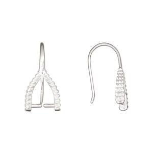 Ear wire 1pkg2 sterling silver, 19mm / perpendicular ice-pick bail / 7mm grip length, 19 gauge 1 pair