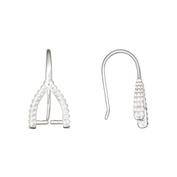 Ear wire 1pkg2 sterling silver, 19mm / perpendicular ice-pick bail / 7mm grip length, 19 gauge 1 pair image number 0