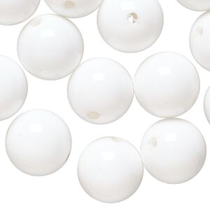 Bead, acrylic, white, 14mm round. Sold per 4-ounce pkg, approximately 75 beads.