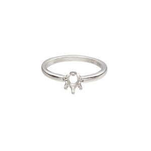 Ring, Sure-Set™, sterling silver, 6x4mm 6-prong oval basket setting, size 6. Sold individually.