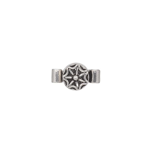 Clasp, magnetic, antiqued sterling silver, 7mm round with star design. Sold individually. image number 0