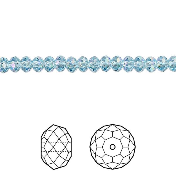 Bead 12pk aquamarine shimmer 2X, Crystal Passions® 4x3mm rondelle 5040 image number 0