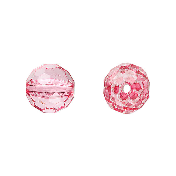 Bead, acrylic, pink, 12mm faceted round. Sold per 100-gram pkg, approximately 100 beads. image number 0