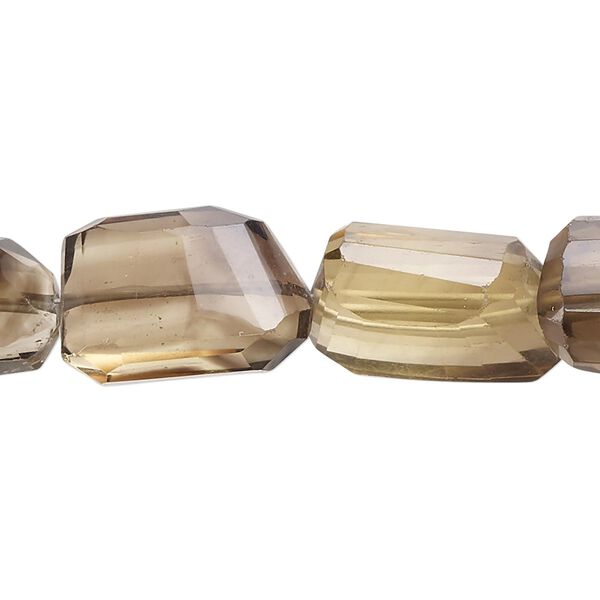 Lemon smoky quartz / lemon quartz 1pkg1, hand-cut faceted freeform bead 14 inch 13x12mm-24x14mm image number 0