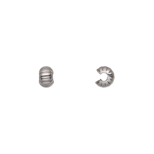 Crimp cover, stainless steel, 5mm corrugated round. Sold per pkg of 500. image number 0