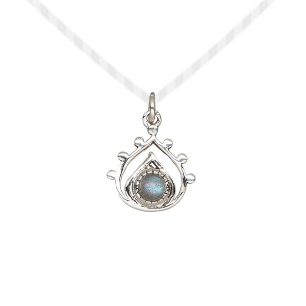 Labradorite / sterling silver 1pkg1, open teardrop drop natural antiqued 13x12.5mm image number 0