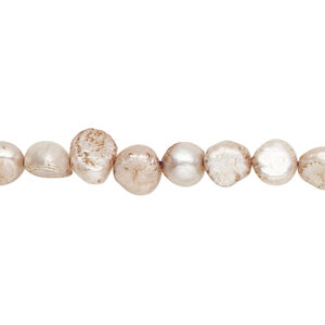 Pearl, cultured freshwater (dyed), soft gold, 5-7mm flat-sided potato with 0.4-0.6mm hole, D grade, Mohs hardness 2-1/2 to 4. Sold per 15-inch strand.