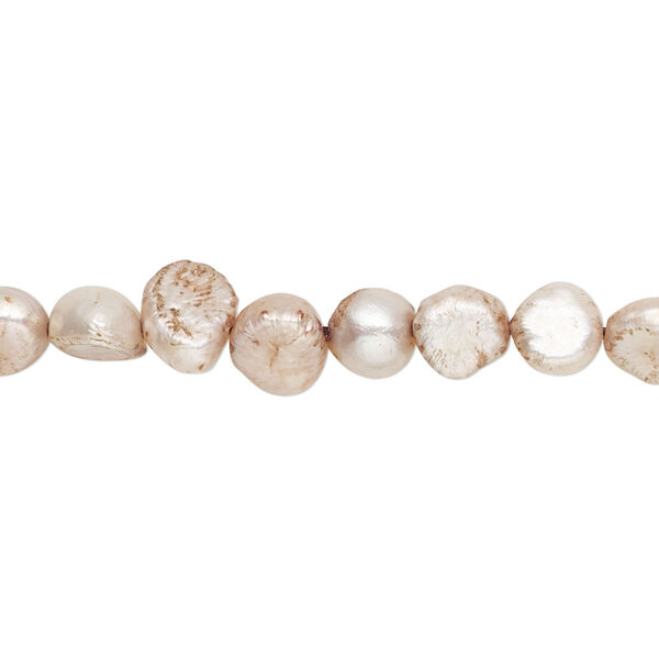 Pearl, cultured freshwater (dyed), soft gold, 5-7mm flat-sided potato with 0.4-0.6mm hole, D grade, Mohs hardness 2-1/2 to 4. Sold per 15-inch strand. image number 0