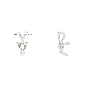 Pendant, Sure-Set™, sterling silver, 6mm 3-prong heart basket setting. Sold individually.