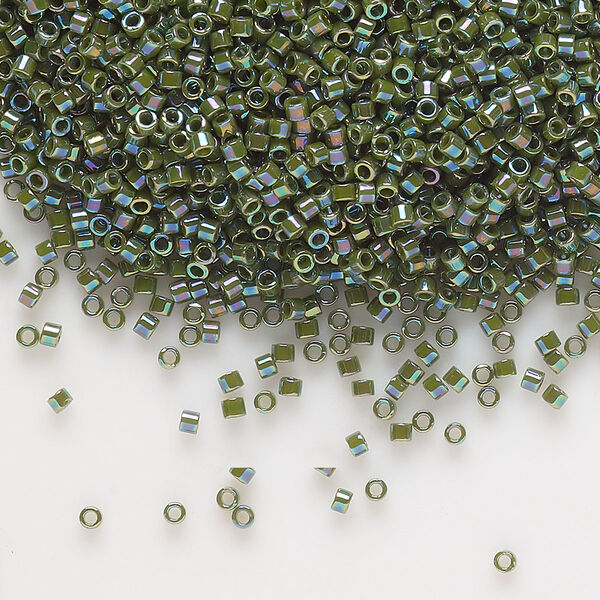 Seed bead, Delica®, glass, pkg/50g, #11 round, opaque rainbow avocado (DB-1575). image number 0