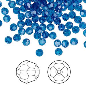 Bead 720pk Capri blue, Swarovski® 4mm round 5000