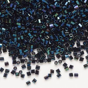 Seed bead, Miyuki, glass, pkg/50g, #11 2-cut hex, opaque metallic iris dark blue (HEX-452).