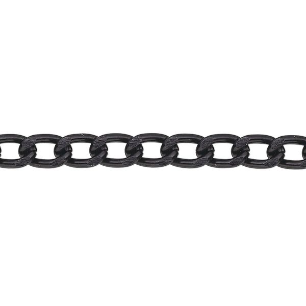 Chain, anodized aluminum, black, 5mm drawn curb. Sold per pkg of 25 feet. image number 0