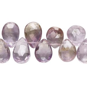 Amethyst / citrine 1pkg1, hand-cut top-drilled faceted puffed teardrop bead 8 inch 12x9mm-14x10mm