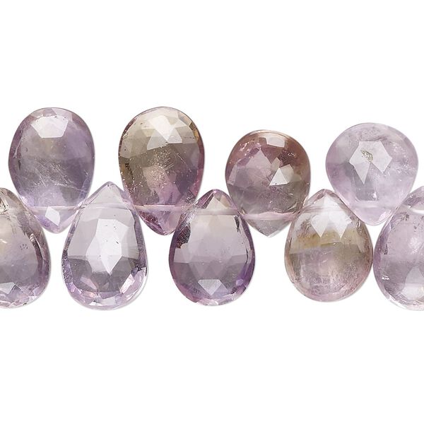 Amethyst / citrine 1pkg1, hand-cut top-drilled faceted puffed teardrop bead 8 inch 12x9mm-14x10mm image number 0