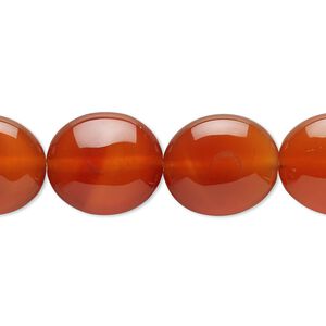 Carnelian 1pkg1, flat oval bead 15.5-16 inch 16x14mm