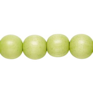 Bead 1pkg1, Taiwanese cheesewood (dyed / waxed), lime green, 11-12 round, 15-1/2 to 16 inches.