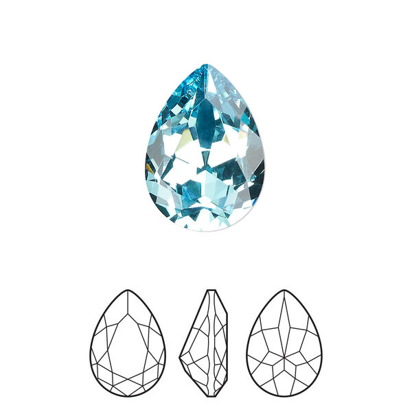 Fancy stone 72pk aqua bohemica foil back, Preciosa MAXIMA Czech crystal rhinestone 18x13mm pear image number 0