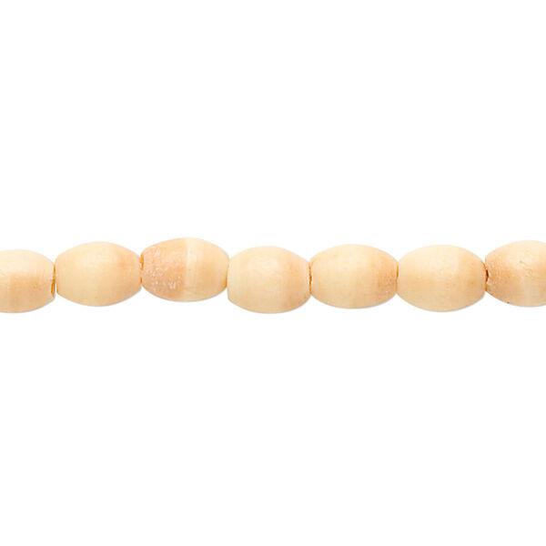 Bead, bone (dyed), antiqued brown and white, 7x5mm oval, Mohs hardness 2-1/2. Sold per 15-1/2" to 16" strand. image number 0