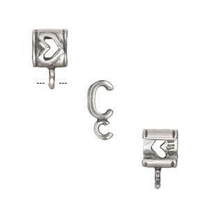 Component, JBB Findings, antique silver-plated brass, 7x6.5mm rondelle with open heart design and open loop, 5x2mm inside diameter. Sold per pkg of 2.