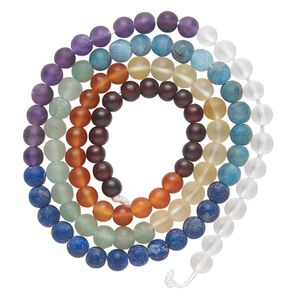 Multi-gemstone 1pkg1, matte round bead 15.5-16 inch 4mm